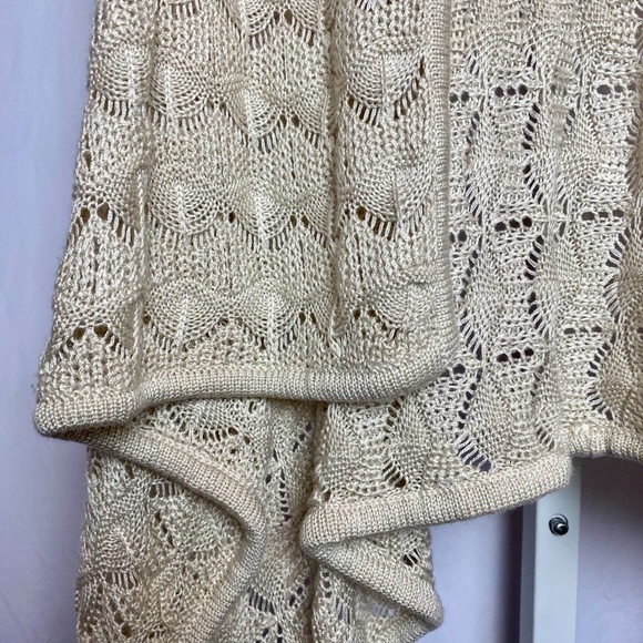 Forever 21 Womenʻs Cream Sleeveless Open Knit Draped Cardigan Vest Medium - Picture 5 of 8